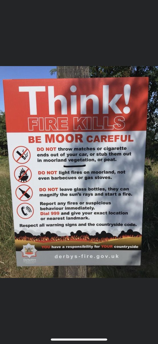 We need your help! 
With the hot weather upon us, the risk of wildfires increases. 
Please do not take BBQs into open spaces & onto the moorlands
Do not have wild/camp fires
Discard cigarettes responsibly
Ensure all glass bottles & rubbish is disposed of responsibly #BeMoorAware