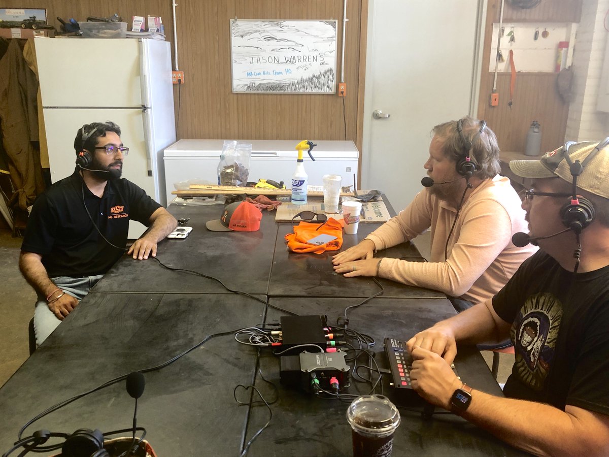 OSU_NPK's tweet photo. Was able to wrangle our high plains buddy Dr Sumit Sharma @OIrrigator for the latest @RedDirtAg podcast. @OSU_oilseeds @VideoDeke @oksoilwater. Keep an eye out for this one to drop soon. https://t.co/gN73Jmeysu