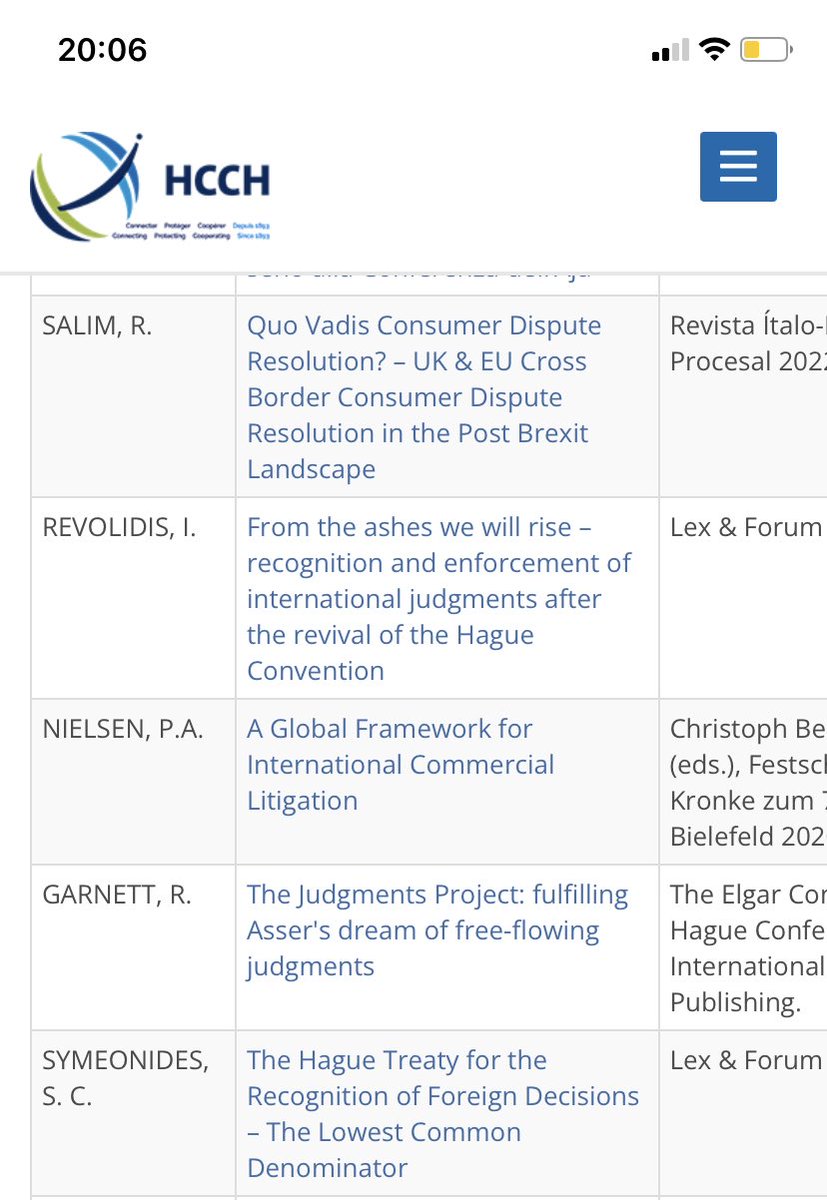 RhonsonS's tweet image. Nice way to end the week-finding out that my article is listed in the HCCH bibliography on the Hague Judgments Convention.