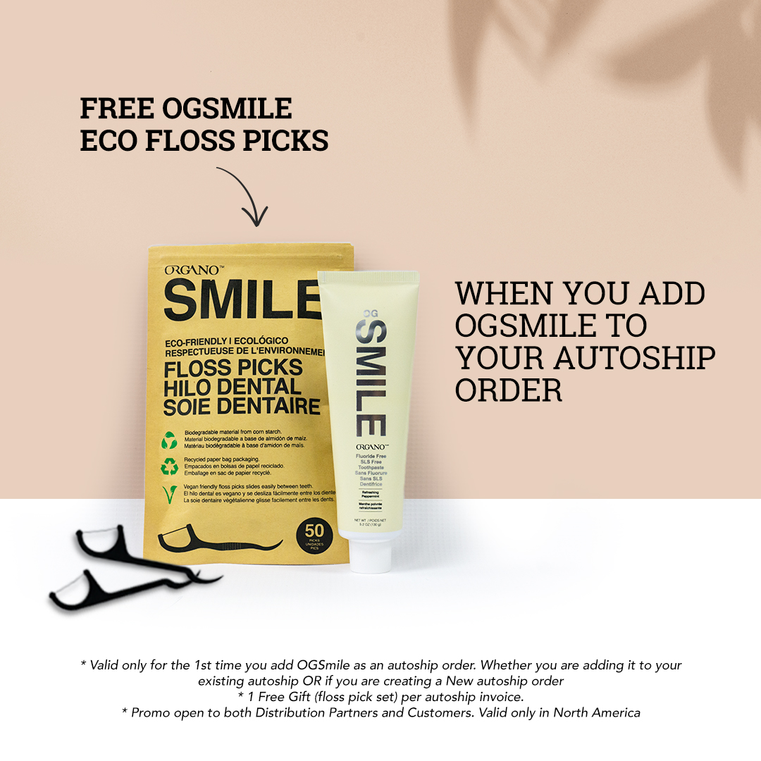 OrganoGold's tweet photo. Take care of your teeth the natural way with OGSmile!
Add OGSmile to your Autoship order and get a FREE OGSmile Eco Floss Picks Set!
Set up your autoship now! https://t.co/IUlsp1bemW