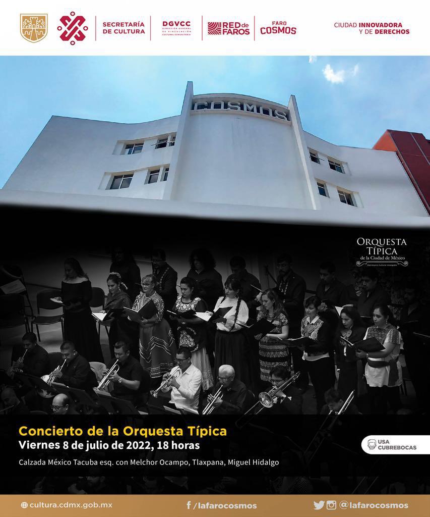 Si aún no tienen planes para este viernes, les comparto las actividades culturales del día, completamente gratuitas:

Picnic Vinil 
⏰12-17h 
📍Monumento a la Revolución  

Concierto de la Orquesta Típica
⏰18h 
📍Faro Cosmos