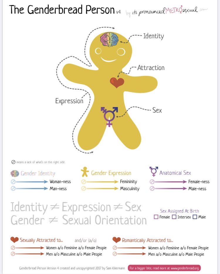 It breaks my heart to know that two women I formerly respected have such uneducated opinions about bodies &amp; gender &amp; power. Like did you miss the Genderbread illustration going around in the early 2000s?  I mean there are updates now but this a good starter.
