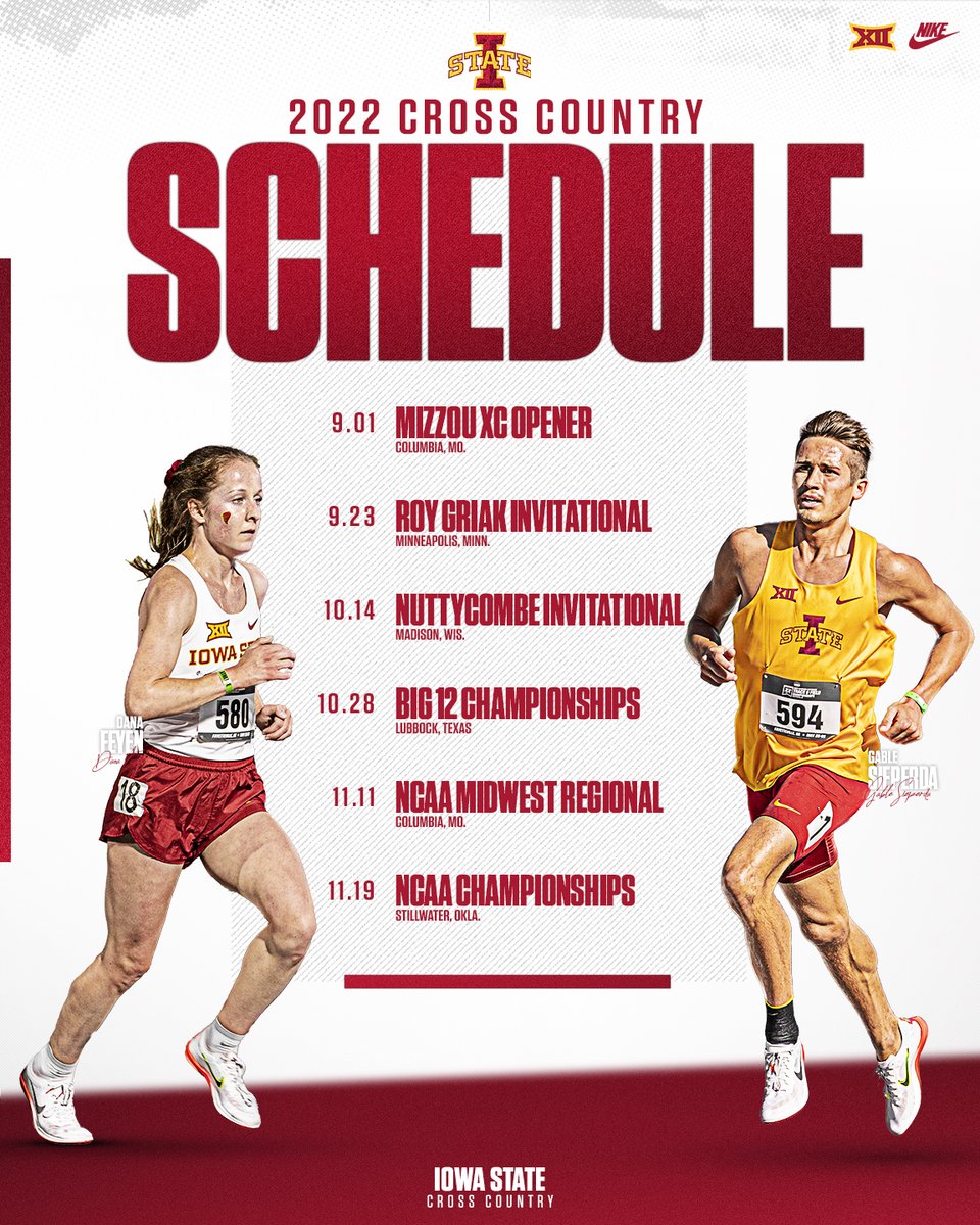 🤝 𝑯𝒆𝒓𝒆 𝑾𝒆 𝑮𝒐! 🤝

The 2022 Iowa State XC Schedule is officially here!

📰 | bit.ly/3yS5qot

#CycloneSZN #Run4ISU