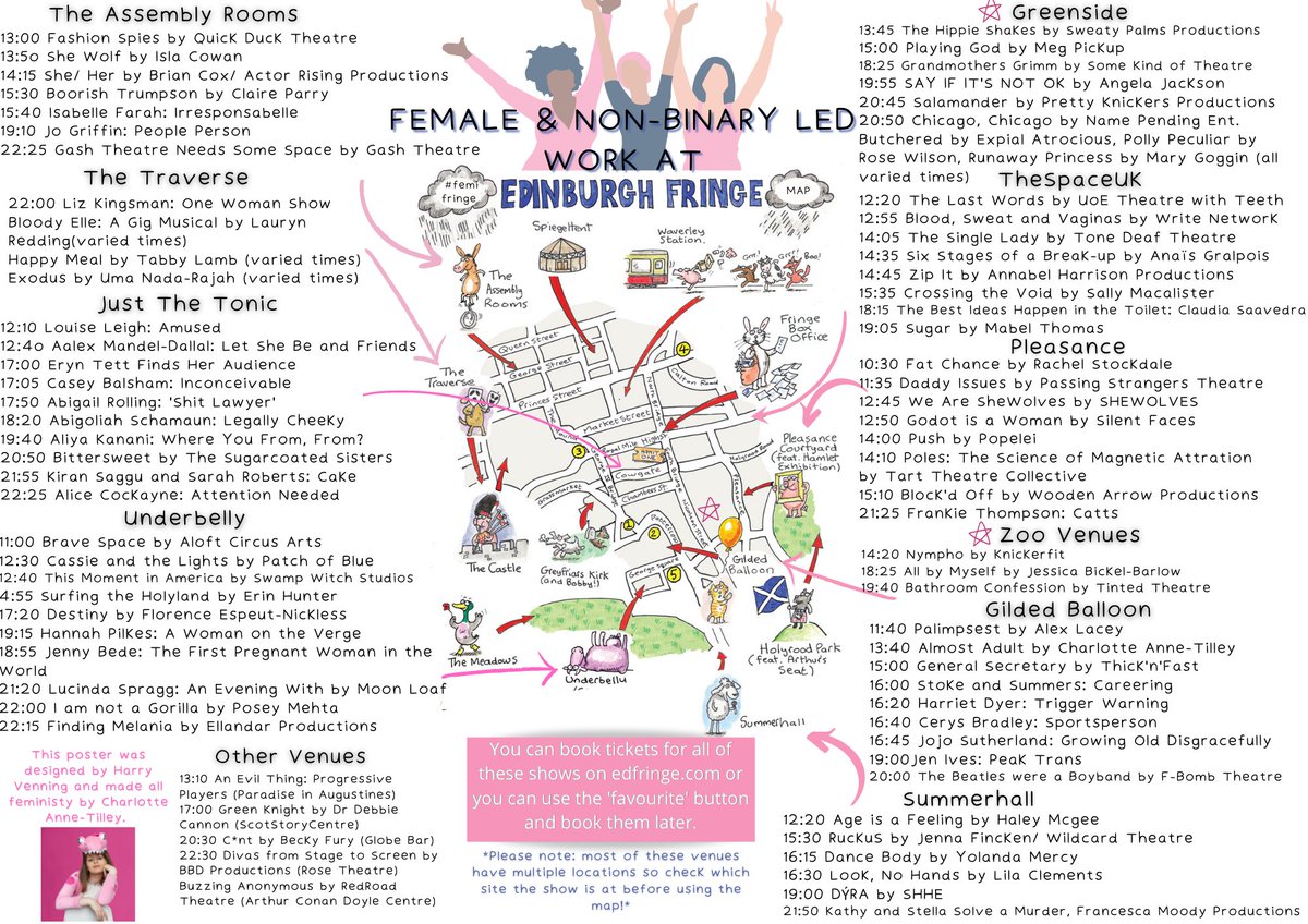 CharAnneTilley's tweet image. BOOM! And there it is! The #femifringe map of nearly 100 female-led and non-binary-led shows at this year's @edfringe. I, for one, can't bloody wait🤩