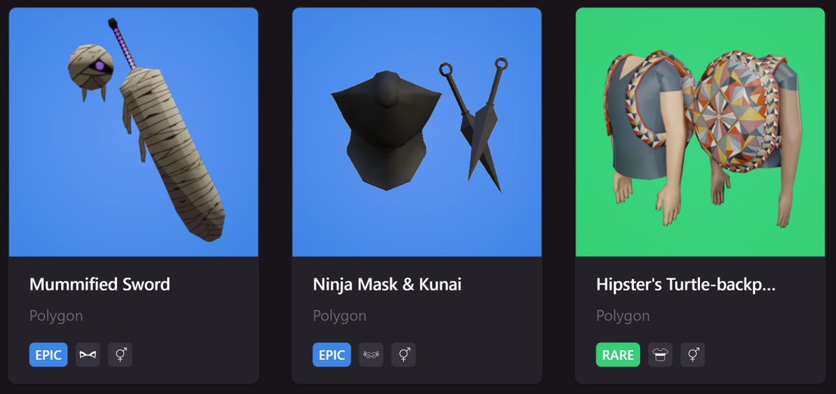 Our final partner for todays twitter space is the talented <a href="/crypt_sannin/">Sannin.eth 🥷</a> . We are going to giving away 3 sweet NFTs from his collections:

1x Mummified Sword
1x Ninja Mask &amp; Kunai
1x Hipster's Turtle-backpack

#ETH #NFTs #NFTCommunity #DCL