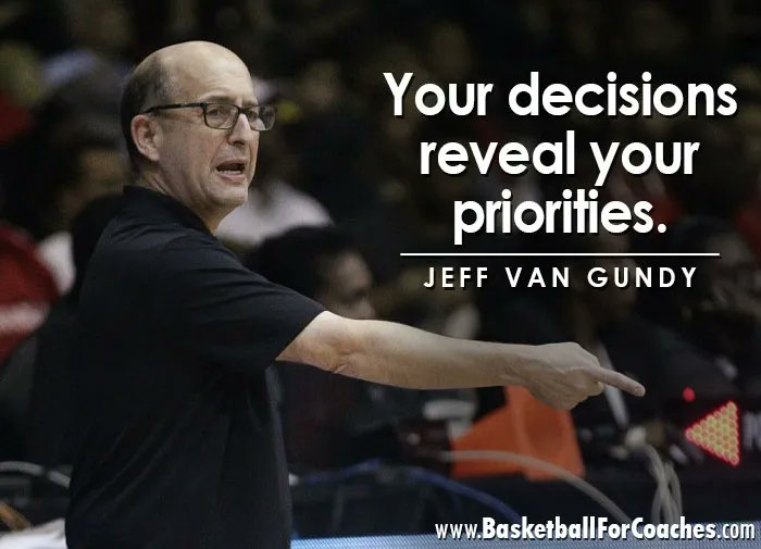 "Your decisions reveal your priorities"

- Jeff Van Gundy
