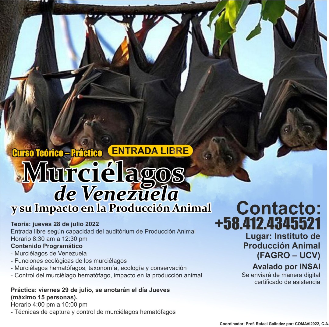 Impacto de los #murciélagos en la producción animal.
Cordialmente invitados
#IPA #UCV #Agronomia #maracay