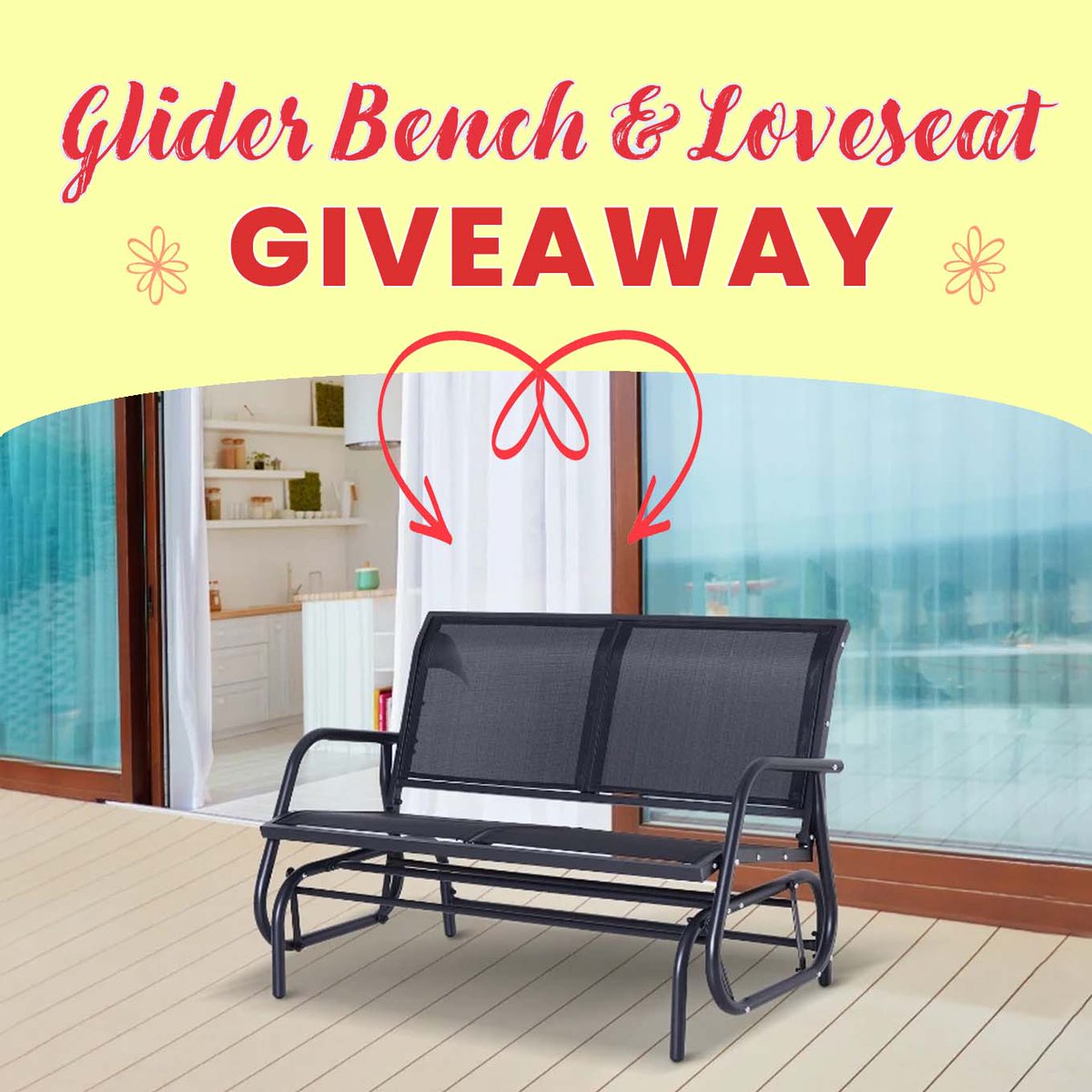BeAosom's tweet photo. ⚡GIVEAWAY! ⚡Want to win this Glider Bench &amp; Loveseat?! Here’s how:
Step 1: Like this tweet
Step 2: Retweet
*(No purchase required - [Disclaimer/T&amp;Cs])
https://t.co/RL0da7Efjy

#giveaway #giveaways #outdoorswing #outdoorswings #aosom https://t.co/WF1gJK8gIT