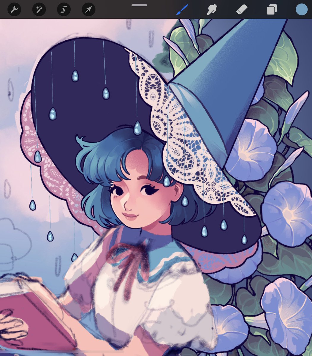 水野亜美 「Raindrop witch hat!! Imagine how cute th」|🌿lana 🌿 SHOP OPEN Bat fairy collection live ❤️のイラスト