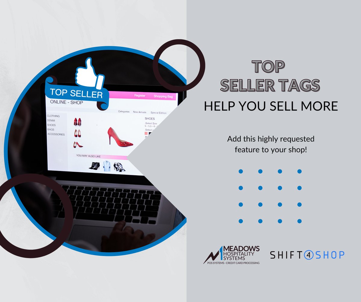 mhs_pos_'s tweet photo. #TopSeller Tags 👨‍💻
• Create urgency by highlighting which products are selling quickly.
• Control how the tag appears and which products have the tag.
• Add the tag to products you wish to sell more of. 
Ready to use this feature? 📲 https://t.co/ET8NHwT9KO
@Shift4Shop https://t.co/5t5zaLy39A