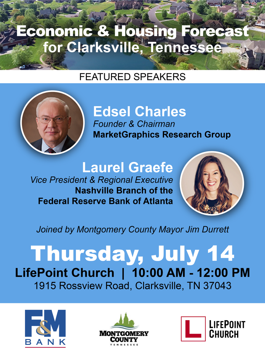 myfmbank's tweet photo. Interested in learning more about the impact of inflation on the residential new construction market for Montgomery County? Mark your calendars for the Economic &amp; Housing Forecast Presentation on Thursday, July 14 at 10 AM at LifePoint Church. @mcgtn @lifepointcville https://t.co/sx5wbqOzx4
