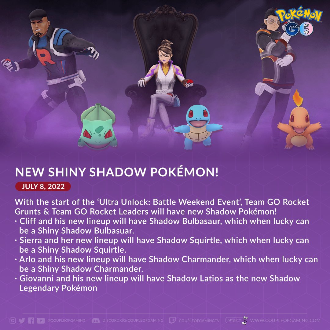 Team GO Rocket Leaders New Lineups and New Shiny Shadow Pokémon