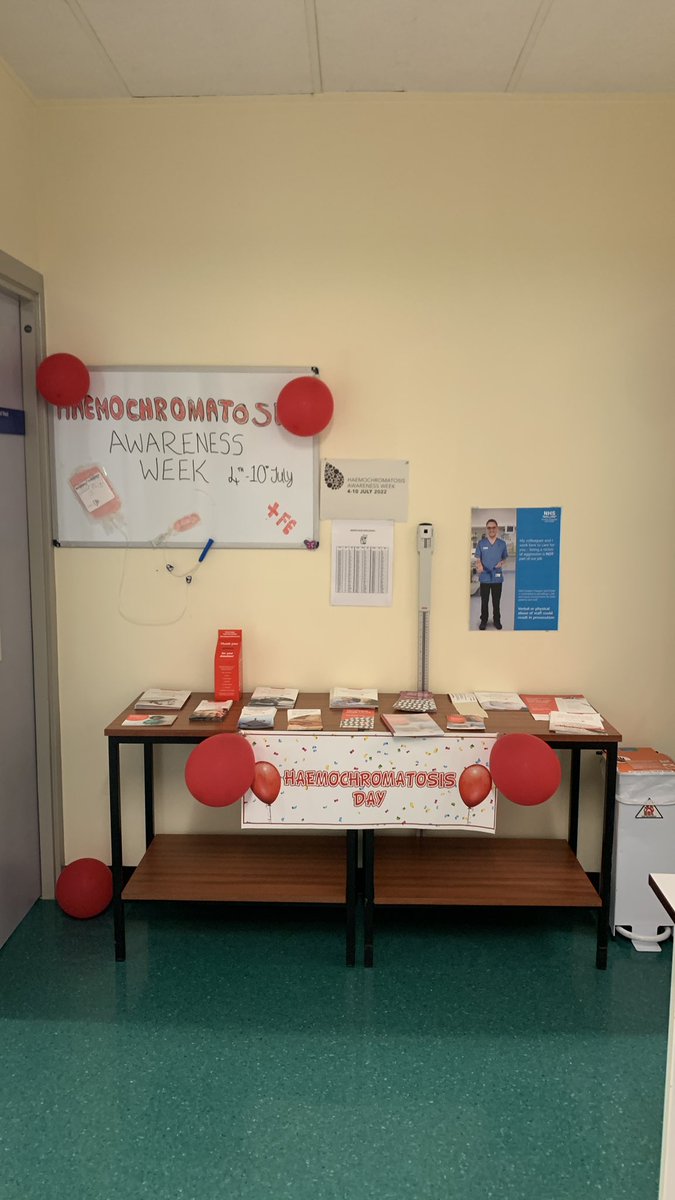 Haemochromatosis is the absorption of too much iron. It accumulates over time, damaging many organs, including the liver,eventually causing disease. Treatment is aimed at removing iron from your body by taking regular blood via venesection St Mungo gastro unit raising awareness🙌🏽