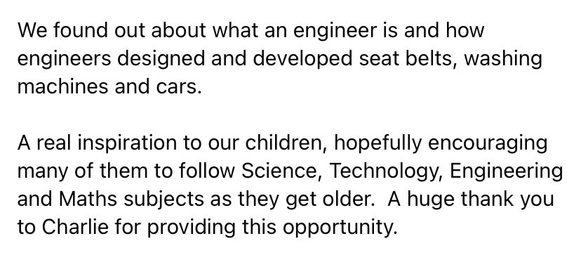 SKprimary's tweet photo. This morning we were visited by Charlie, an engineer involved in motorsport. She talked about the maths and science skills she uses and the things she noticed as a female following the career pathway to become an engineer.  #inspiration #STEM https://t.co/A4sq7jNK22