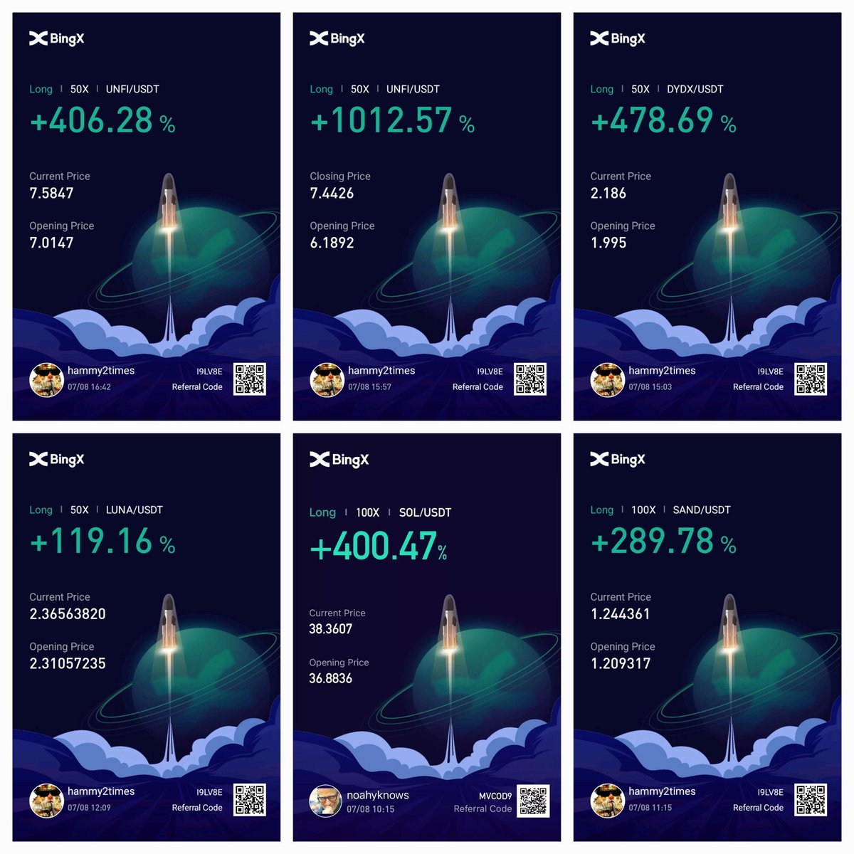 hamsterbones69's tweet photo. If crypto was COD we'd be max prestige, full diamond camos and #1 on the leaderboard.

...this is all from today btw

(And yeah that's 2 separate $Unfi cards and that's cuz we SCLAPPED THAT SHIT TWICE. 1000% and 400%. We just like that) 
#btc $Luna $unfi $SAND $dydx https://t.co/OvKQgRaipP