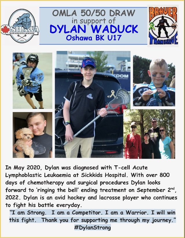 Brave_51's tweet photo. Thank you to everyone for your continued support! This weekend, we will be doing a 50/50 draw in support of Dylan Waduck and his family. Lacrosse community never fails to shine through! #BraverThanBrave #DylanStrong #Family https://t.co/JT86Vw108E