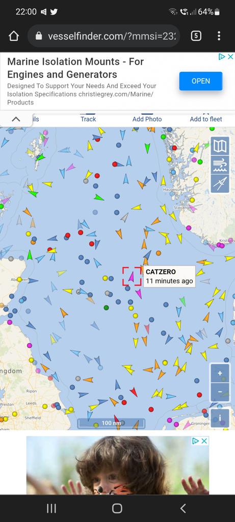 The <a href="/Hymers_College/">Hymers College</a> <a href="/CatZeroOfficial/">CatZero</a> <a href="/HymersSailing/">HymersSailing</a> crew are level with Aberdeen at the moment it would appear. I would guess they are close to oil rigs to get the signal.