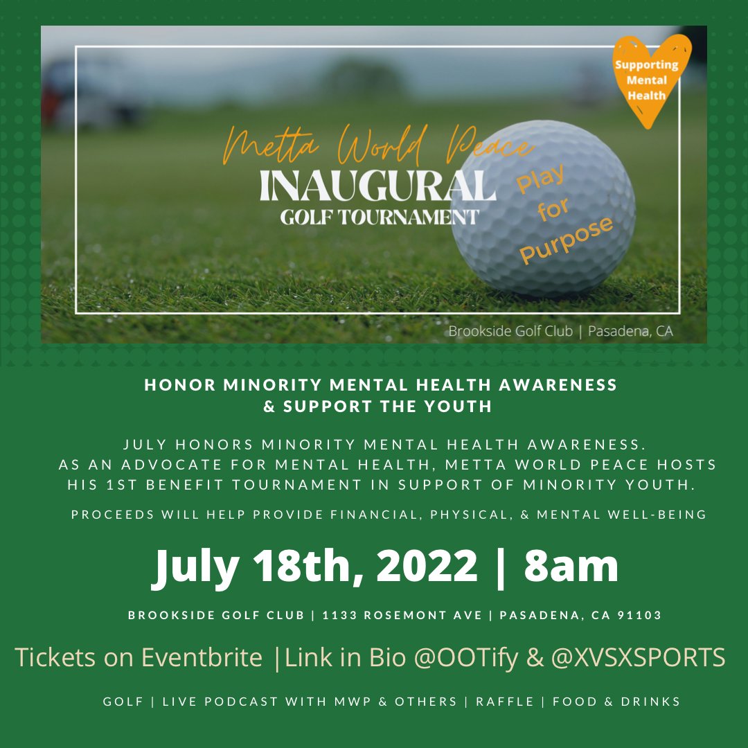 ANTrepreneur Center (@uciantrepreneur) on Twitter photo This Minority Mental Health Awareness Month, join <a href="/MettaWorld37/">Metta the 1st</a> at his inaugural benefit golf tournament to support minority youth. Grab your tickets for this July 18th event and play for purpose: bit.ly/3Rh7gX8
<a href="/UCIrvine/">UC Irvine</a>
<a href="/OOTify/">OOTify</a>
<a href="/xvsxsports/">xvsxsports</a> This Minority Mental Health Awareness Month, join <a href="/MettaWorld37/">Metta the 1st</a> at his inaugural benefit golf tournament to support minority youth. Grab your tickets for this July 18th event and play for purpose: bit.ly/3Rh7gX8
<a href="/UCIrvine/">UC Irvine</a>
<a href="/OOTify/">OOTify</a>
<a href="/xvsxsports/">xvsxsports</a>