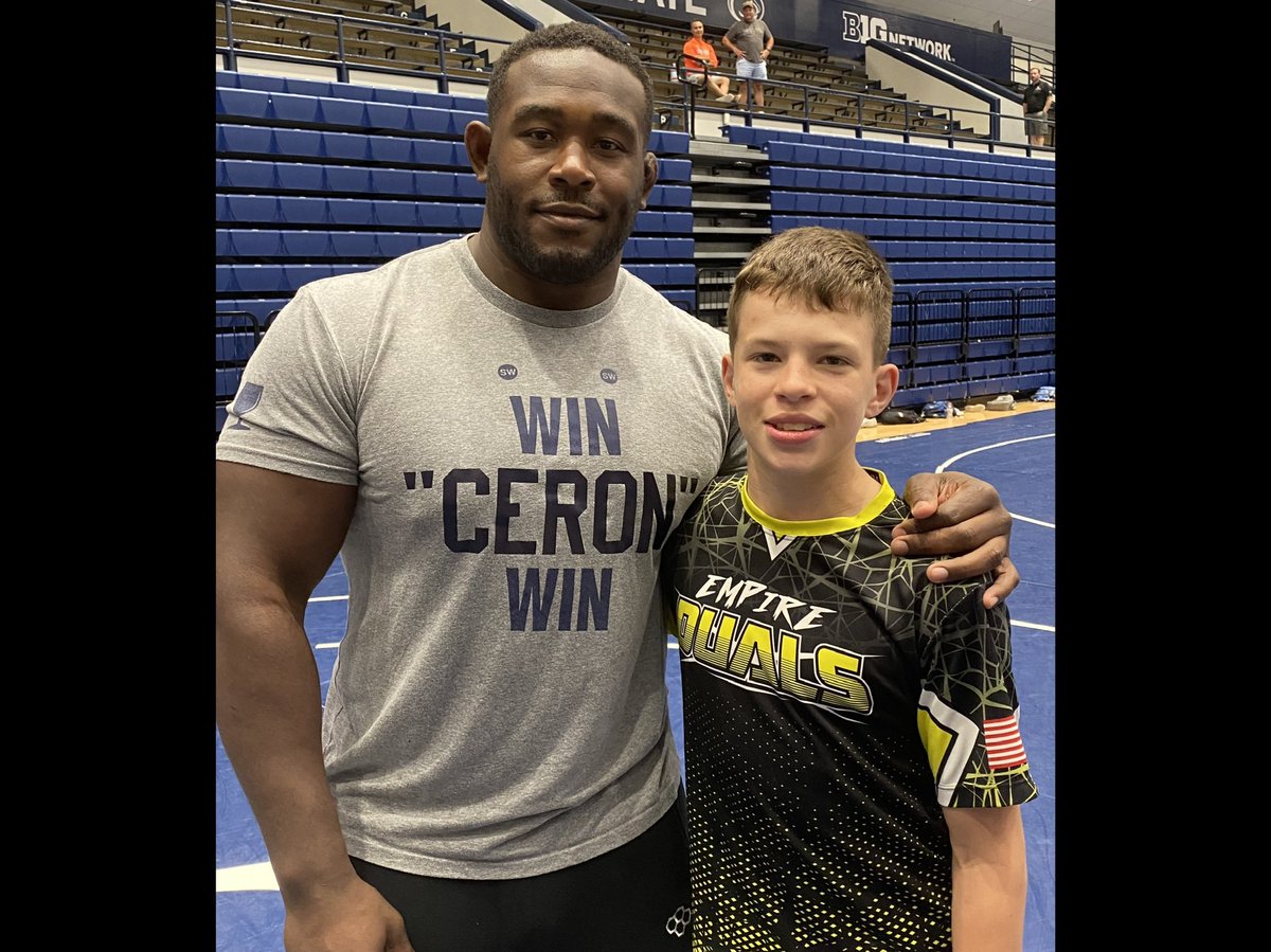 BallsyOne1970's tweet photo. @ceron120kg Ceron I wanted to thank you for the time you spent with my son Ryan at the Penn State wrestling camp last week!  He enjoyed your help so much!  You made a huge impact on him!  We hope you are there next year when we come back! 🤼‍♂️ https://t.co/TXq4UgGb63