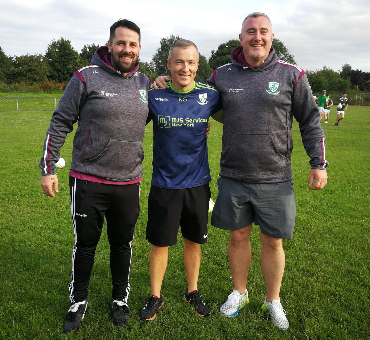 We're extremely grateful to James and Michael Stones of MJS Building &amp; Development in New York for sponsoring gorgeous hoodies for our intermediate footballers. We were delighted to have James down at training this evening to present the new gear.