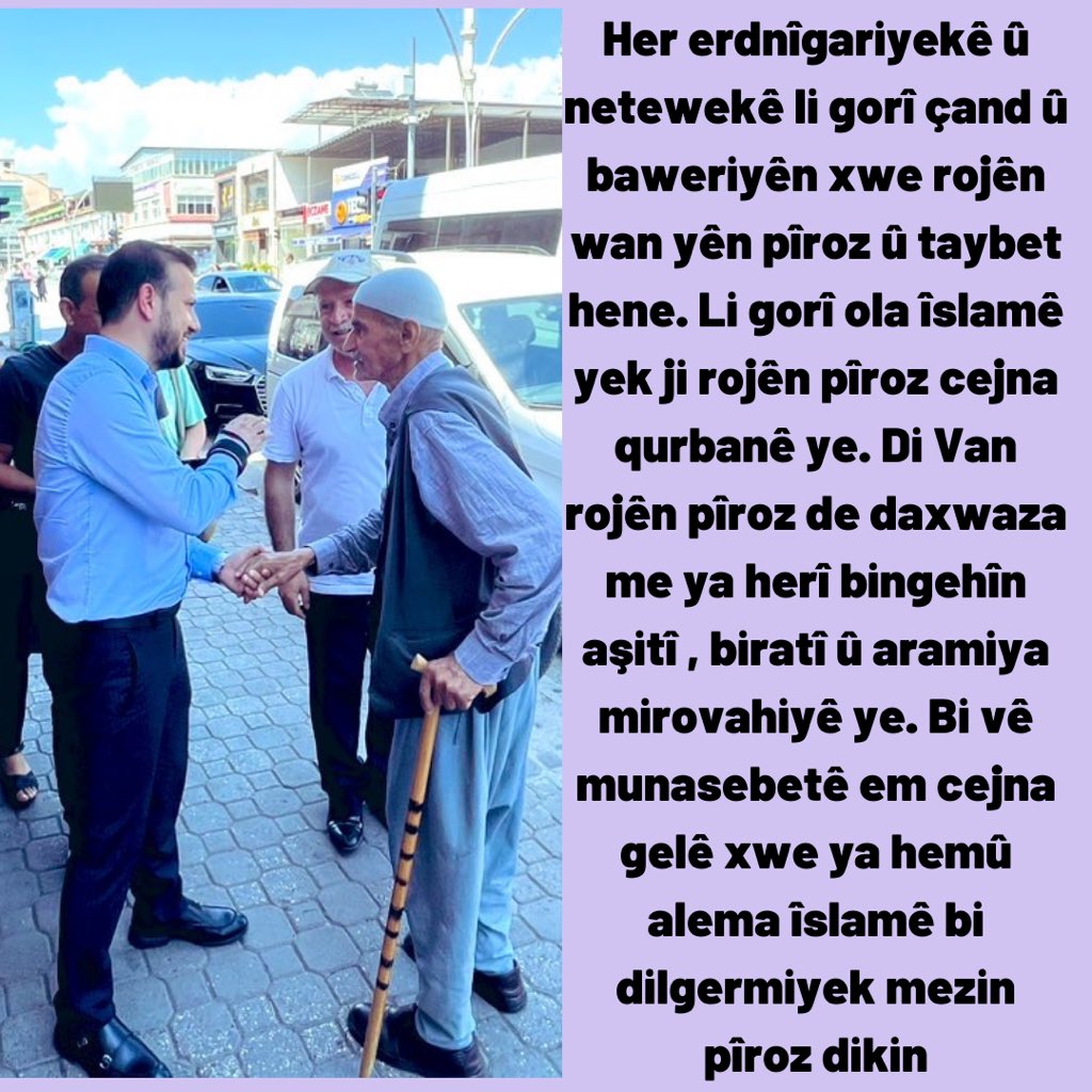 avhuseyinkacmaz's tweet photo. Bi hêviyên ku ev #Cejin ji bo hemû gelan bibe sedema aşitî û azadiye, pêşerojen şad û aramî de cejna we ya Qurbanê pîroz dikin.
#KurbanBayramı
#CejnaQurbanê https://t.co/A5Cr946ays