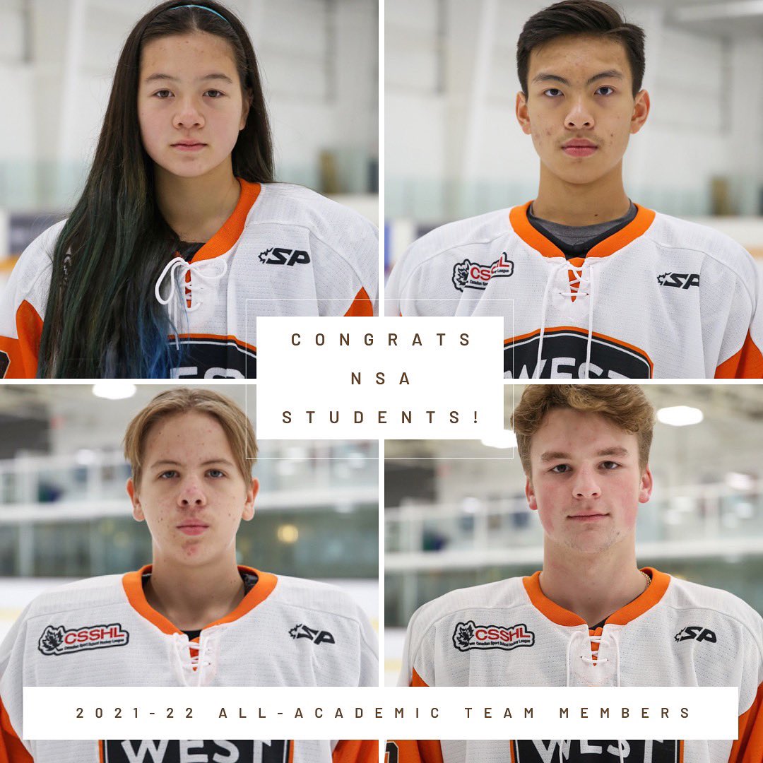 HUGE shoutout to these four on their nomination to their respective CSSHL’s All-Academic Team 👏 👏 👏 

U15: Isabella Naruki-Chew
U15P: Gavin Huynh
U16P: Kaden Clegg
U18P: Spencer Claerhout

Leaders in the classroom, community, and on the ice - congratulations you four!