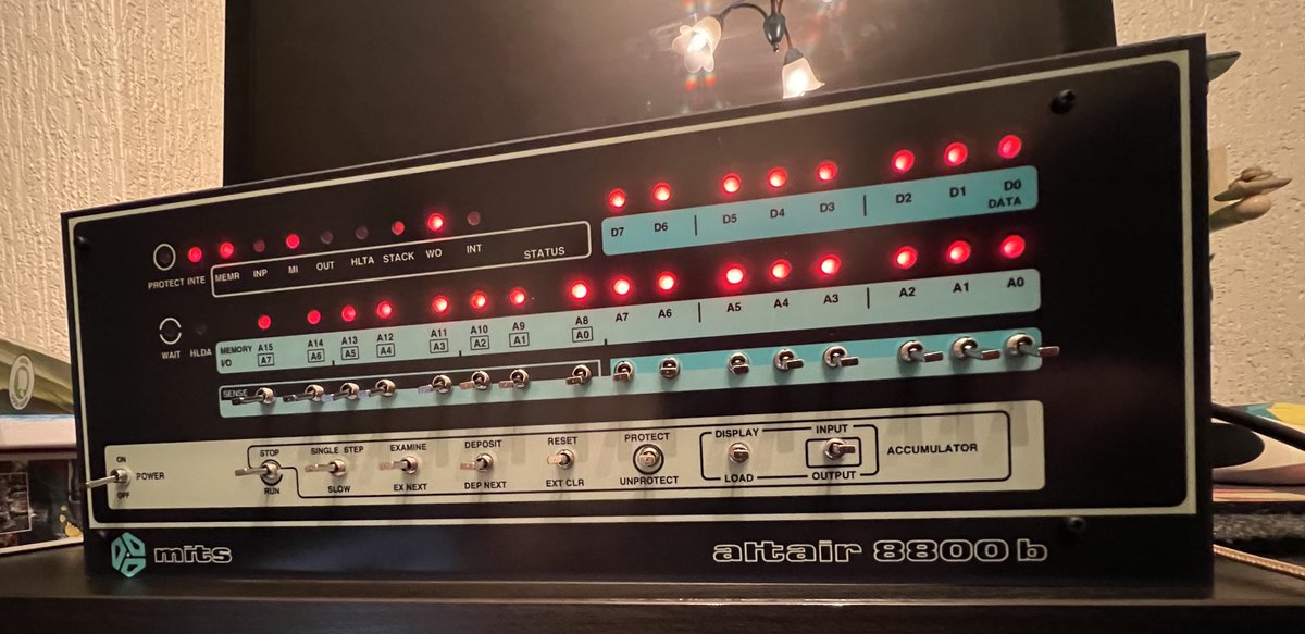 JohnKennedyEsq's tweet photo. The https://t.co/FHnPO0mq7s Arduino-based Altair8800b really looks excellent, doesn’t it? Flat paddle switches and LEDs behind the panel. Sweet! About 2 hours of soldering, and it worked first time. https://t.co/alKwSOZRxW