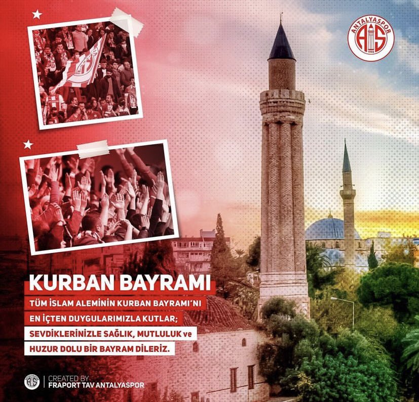 Grup1966ASTDER's tweet photo. 🔴⚪️ Mutlu Bayramlar #Antalyaspor ailesi!

🇹🇷 Tüm İslam aleminin Kurban Bayramı’nı en içten duygularımızla kutlar; sevdiklerinizle sağlık, mutluluk ve huzur dolu bir bayram dileriz.

#FraportTAVAntalyaspor
#GRUP1966ASTDER https://t.co/YSyuGEydQu