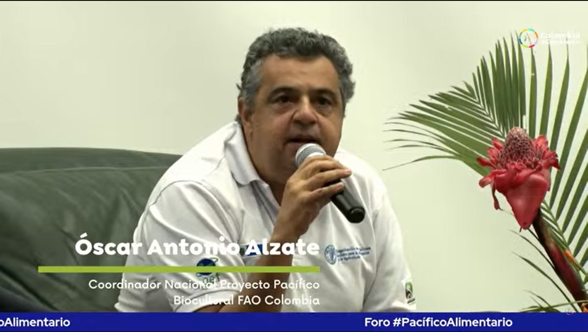 Nuestra apuesta institucional se basa en producir bajo los principios de conservación y sostenibilidad ambiental, respetando la cultura local: Óscar Alzate, Coordinador proyecto #PacíficoBiocultural <a href="/FAO/">Food and Agriculture Organization</a> 🇨🇴 en foro #PacíficoAlimentario <a href="/AlimentariaCol/">Colombia Alimentaria</a>