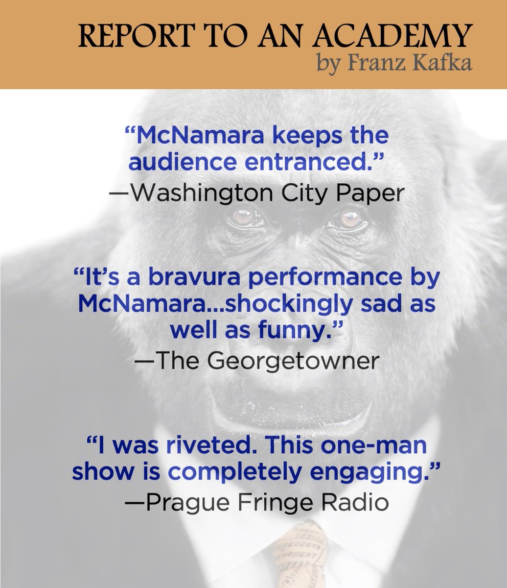 SCENATHEATRE's tweet photo. Our acclaimed production of REPORT TO AN ACADEMY is playing at London’s historic Old Red Lion Theatre until 30 July. Info & Tickets at https://t.co/q7vyTs1YLQ
#londontheatre #londonevents #londonarts #animalrights #1manshow #kafka https://t.co/uDP0pnBBCD