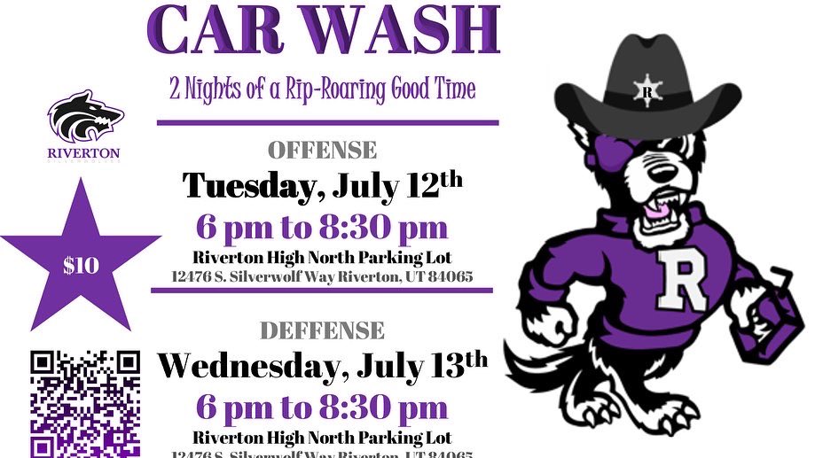 rhsfootballut's tweet photo. Youth Football Camp and Carwash fundraisers are next Tuesday and Wednesday. Please come have some fun with the wolves! #stackthews #bringthejuice https://t.co/IfSA7Z2kOT