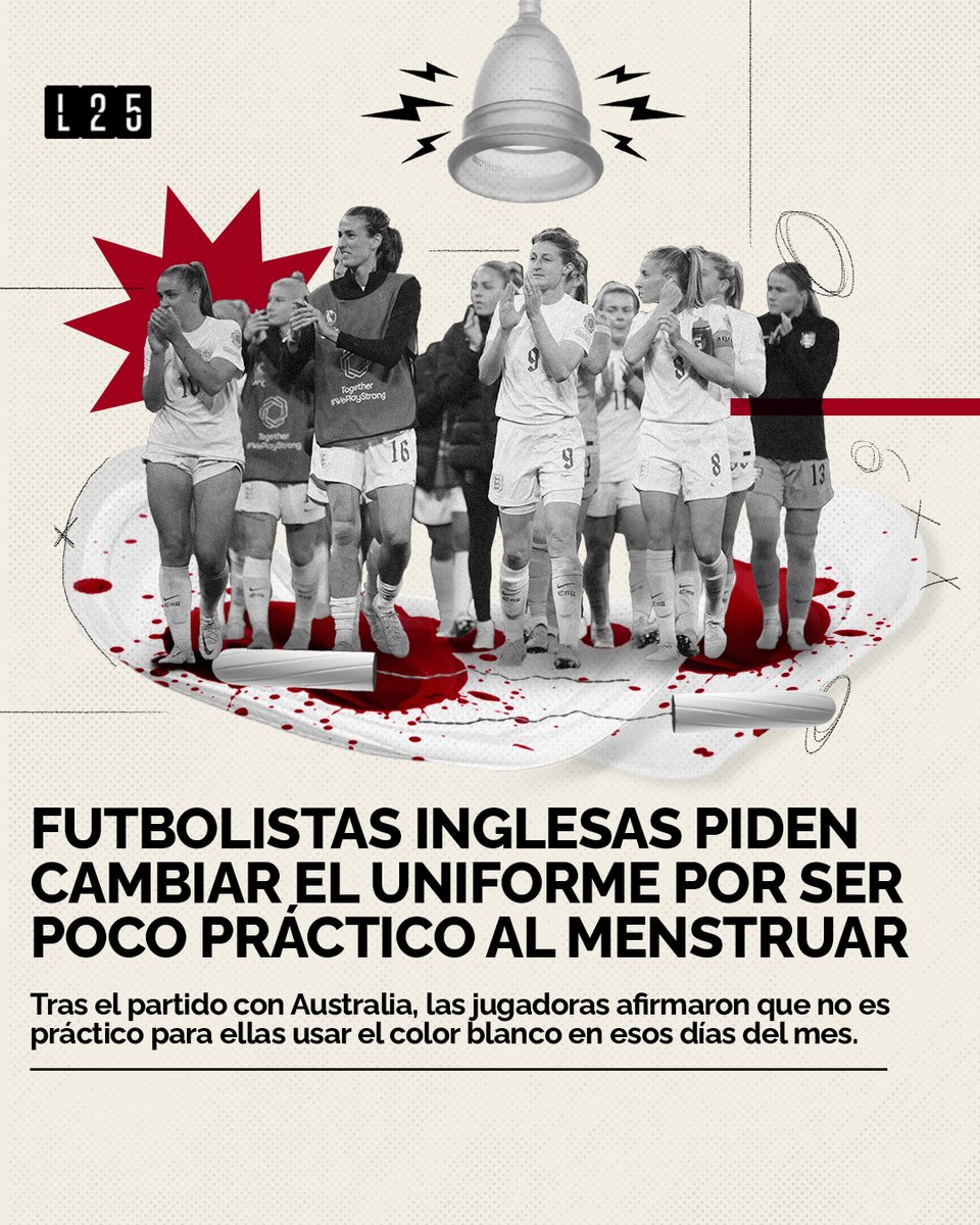 EnLatitud25's tweet photo. ⚽La selección femenina de Inglaterra inició su participación en la Eurocopa Femenil con una victoria contra Austria

🔁Tras el triunfo varias jugadoras solicitaron a Nike, encargada de sus vestimentas, que se cambie el color de sus shorts (blancos) debido a su menstruación

#L25 https://t.co/JRYjiegI5K