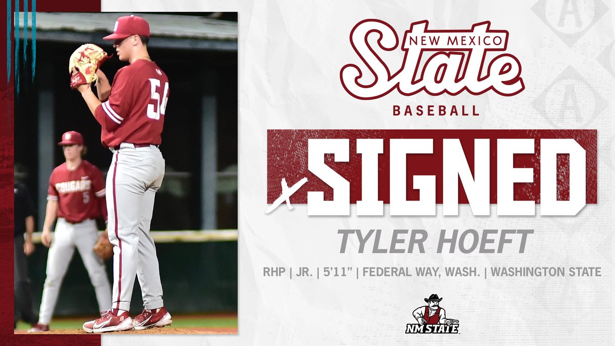 NMStateBaseball's tweet photo. We keep gettin' better 😎

We've added Tyler Hoeft and Sakemi Sato to the pitching staff #AggieUp 

📰 | https://t.co/27RMs8snNB https://t.co/eLHjvGW02r