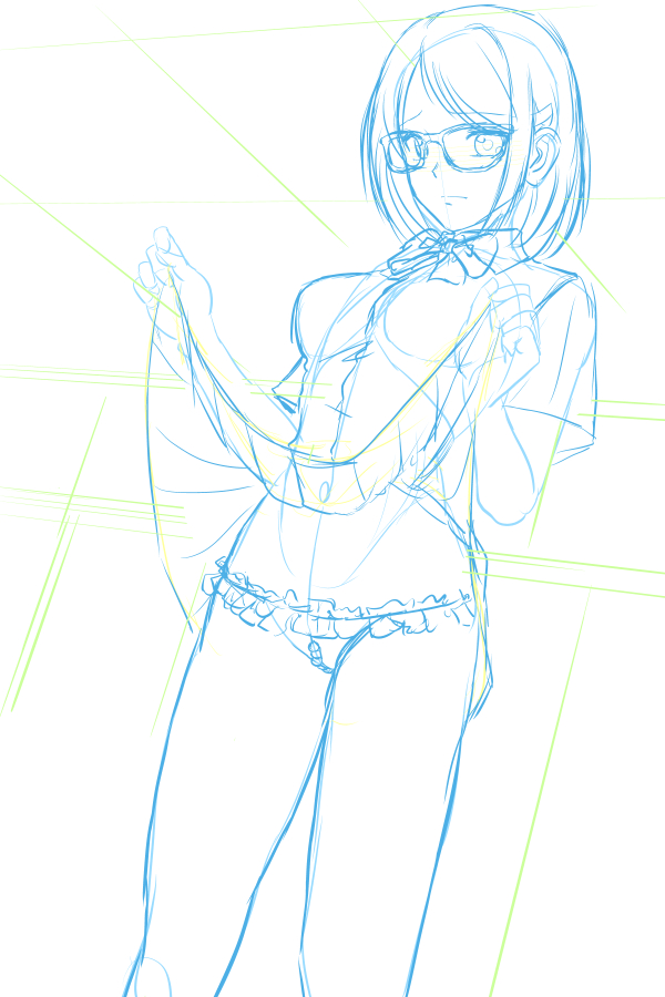 おはようございます!
朝お絵かき。

たくし上げって難しいですね。 