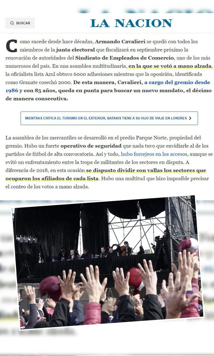 ⚖️El diario <a href="/LANACION/">LA NACION</a> admite posibles irregularidades en la asamblea del SEC CABA y comienza la batalla judicial

"Hubo una multitud que hizo imposible precisar el conteo de los votos a mano alzada"

Cavalieri contra reloj busca apoyos que le garanticen la impunidad