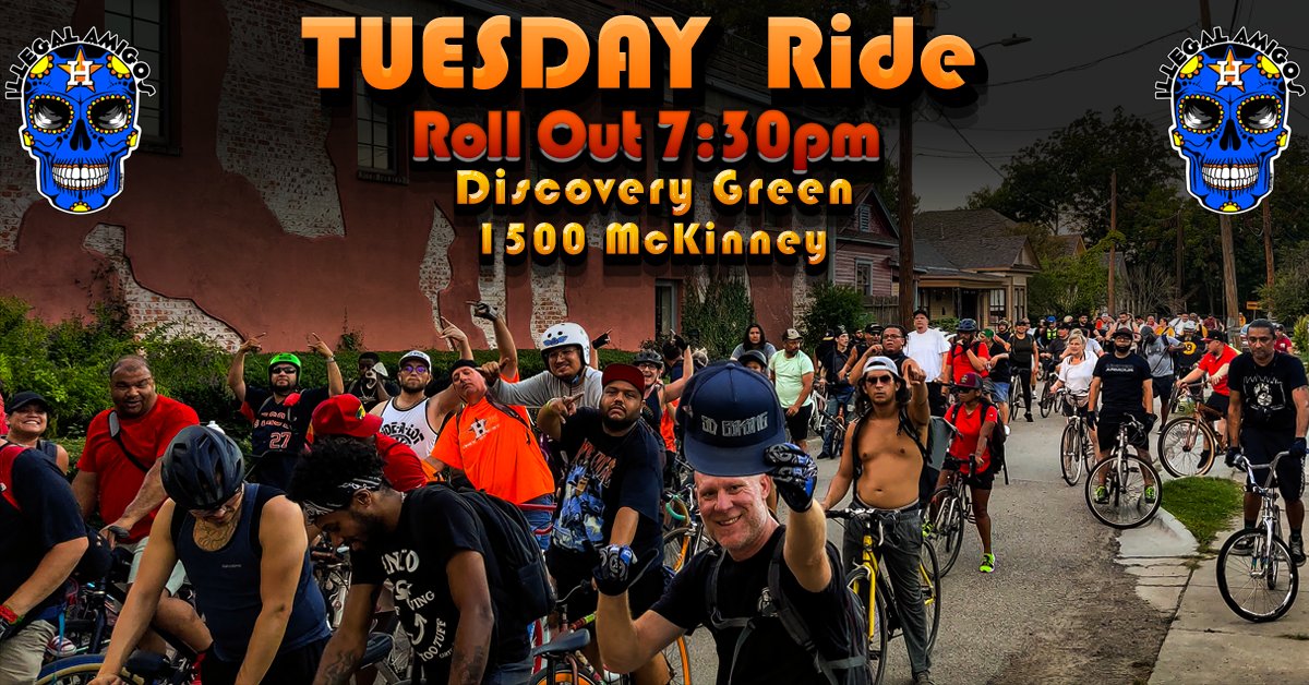 Neffstarr's tweet image. TUESDAY, JULY 12, 2022 AT 7:10 PM
Illegal Amigos Bike Crew Tuesday Ride
Discovery Green
