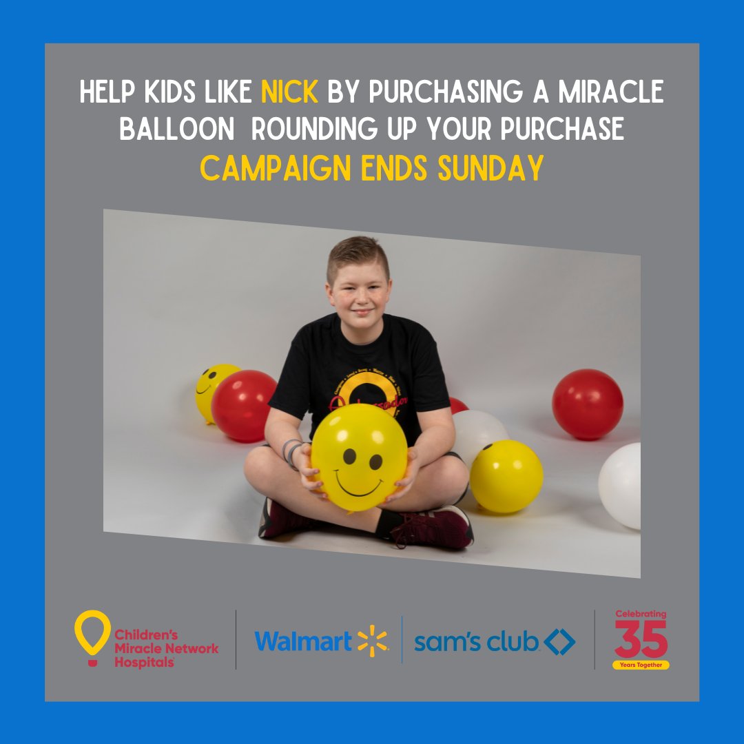 coxhealthcmn's tweet photo. The @Walmart  and @SamsClub  campaign for @CMNHospitals at @CoxHealth Health wraps up this weekend. Visit your local store and donate to help local kids with medical needs. #changekidshealth #changethefuture #helpkidslivebetter https://t.co/ykAENpl1wP