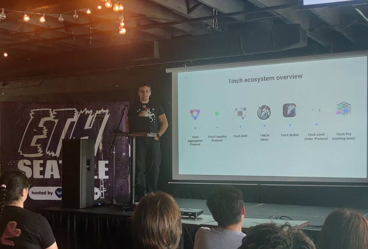 ETH_Seattle's tweet photo. @dreamerdh from @1inch now presenting "EVM as driver of revolution" at @ETH_Seattle by @DystopiaLabs! https://t.co/ZUBFx7oLQu
