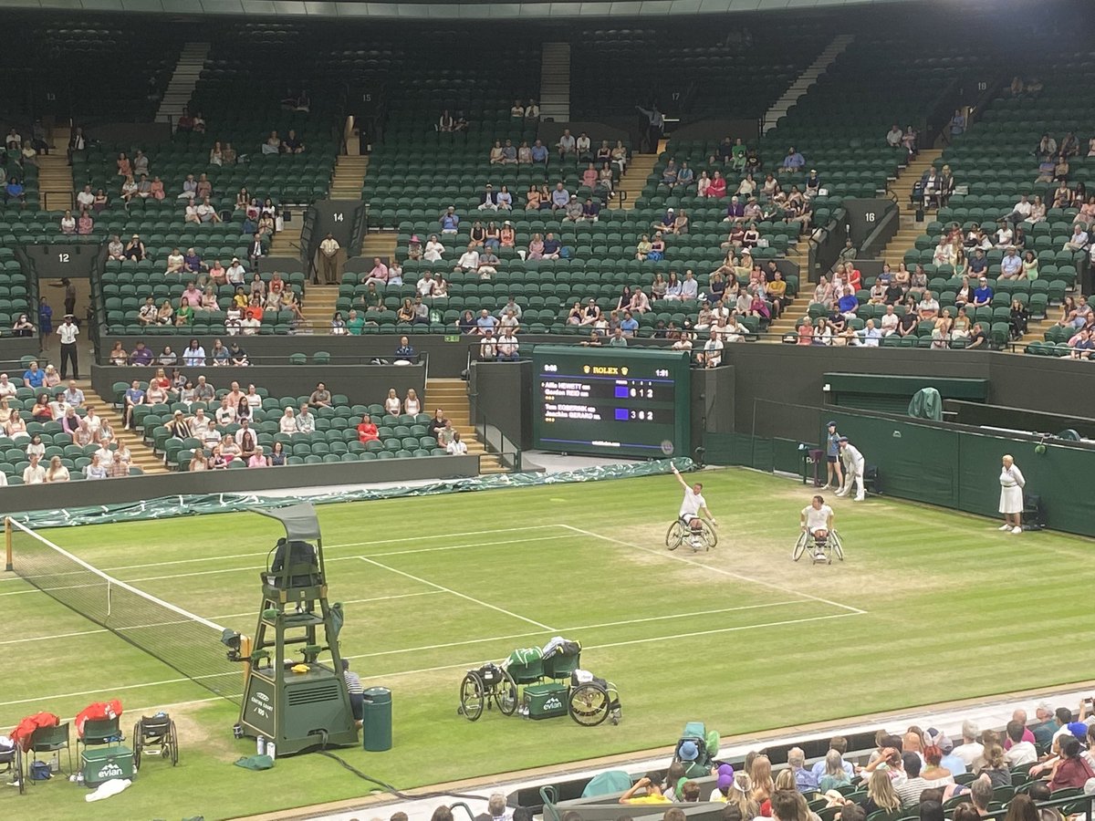 Astrid_MacQ's tweet photo. Two national treasures 👑🎾 What a game on court No.1 today from Alfie Hewett and Gordon Reid #Wimbledon https://t.co/an3E4z0riT
