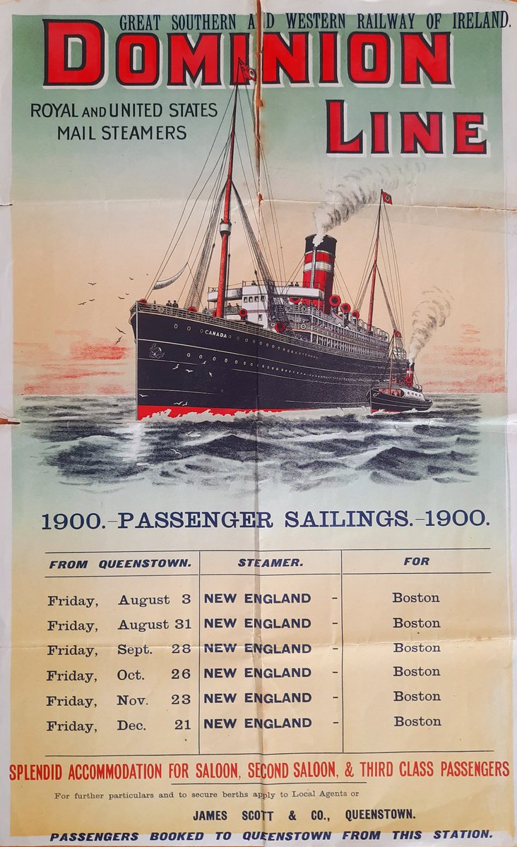 A wonderful new addition to our Workhouse Museum! 
An original travel poster from 1900 advertising sailings from Queenstown to Boston at a time where thousands were leaving this country, some would never return.
<a href="/HistIreHedge/">History Ireland</a> 
<a href="/EPICMuseumCHQ/">EPIC The Irish Emigration Museum</a> 
<a href="/AIHSNYC/">American Irish Historical Society</a> 
<a href="/BostonIrishRptr/">BOSTON IRISH REPORTER</a>