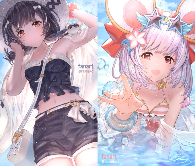 100日チャレンジで描いた水着ビカラちゃん並べました🐭🐭 
#グラブルファンアート 