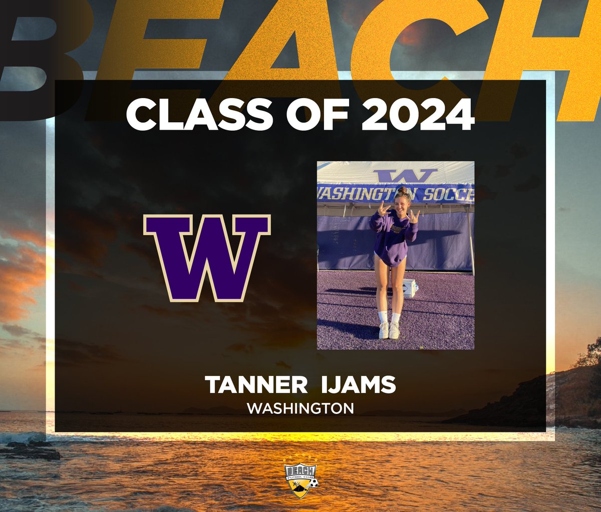 Beachfutbolclub's tweet photo. 🚨COMMITMENT ALERT 🚨 Congratulations to Tanner Ijams, who has verbally committed to continue her education and playing career at Washington. Well done Tanner!
#GoBeachFC #washington #dawgs #collegesoccer https://t.co/9JR1JCp1iQ