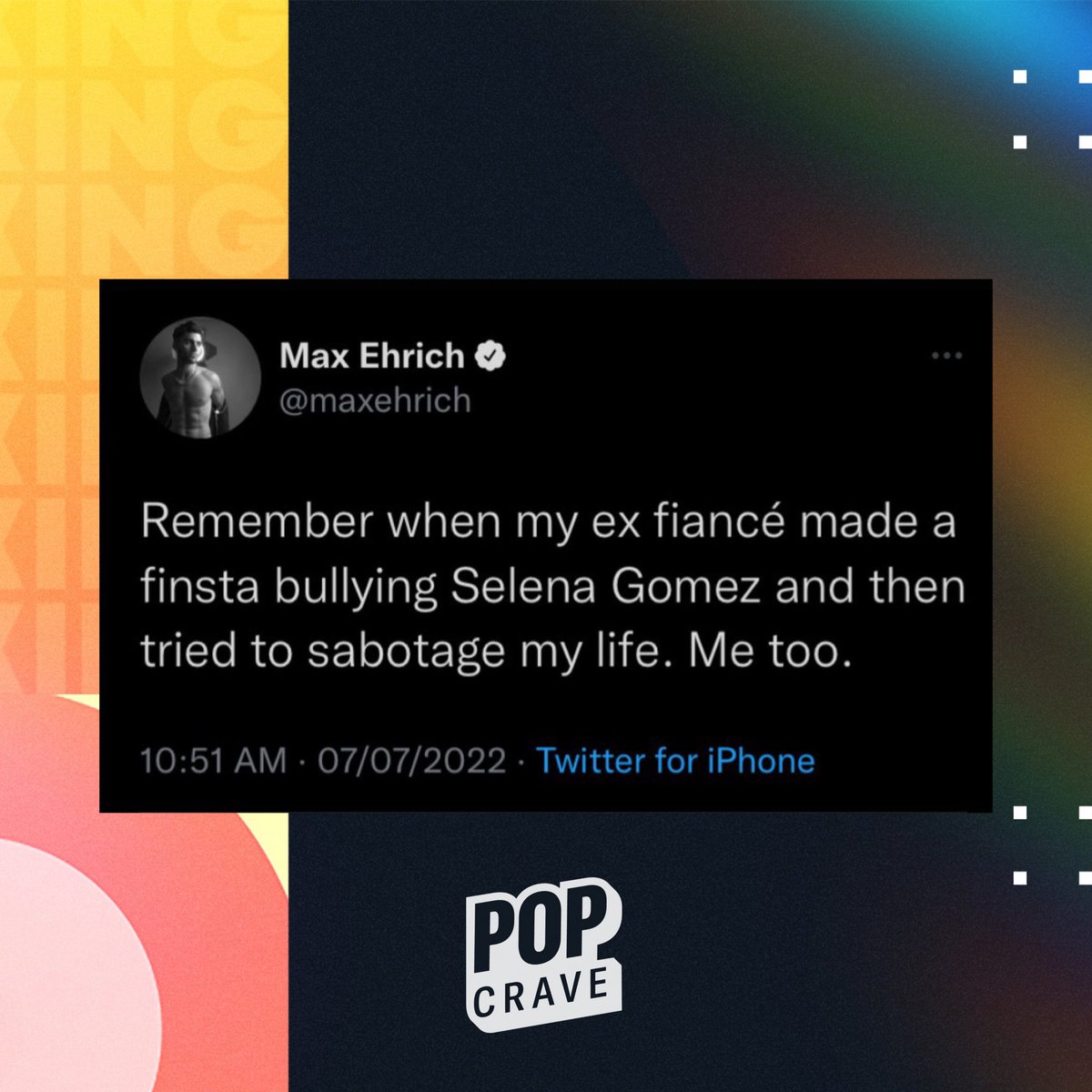 Demi Lovato’s ex fiance, Max Ehrich, shades Demi in a now-deleted Tweet.