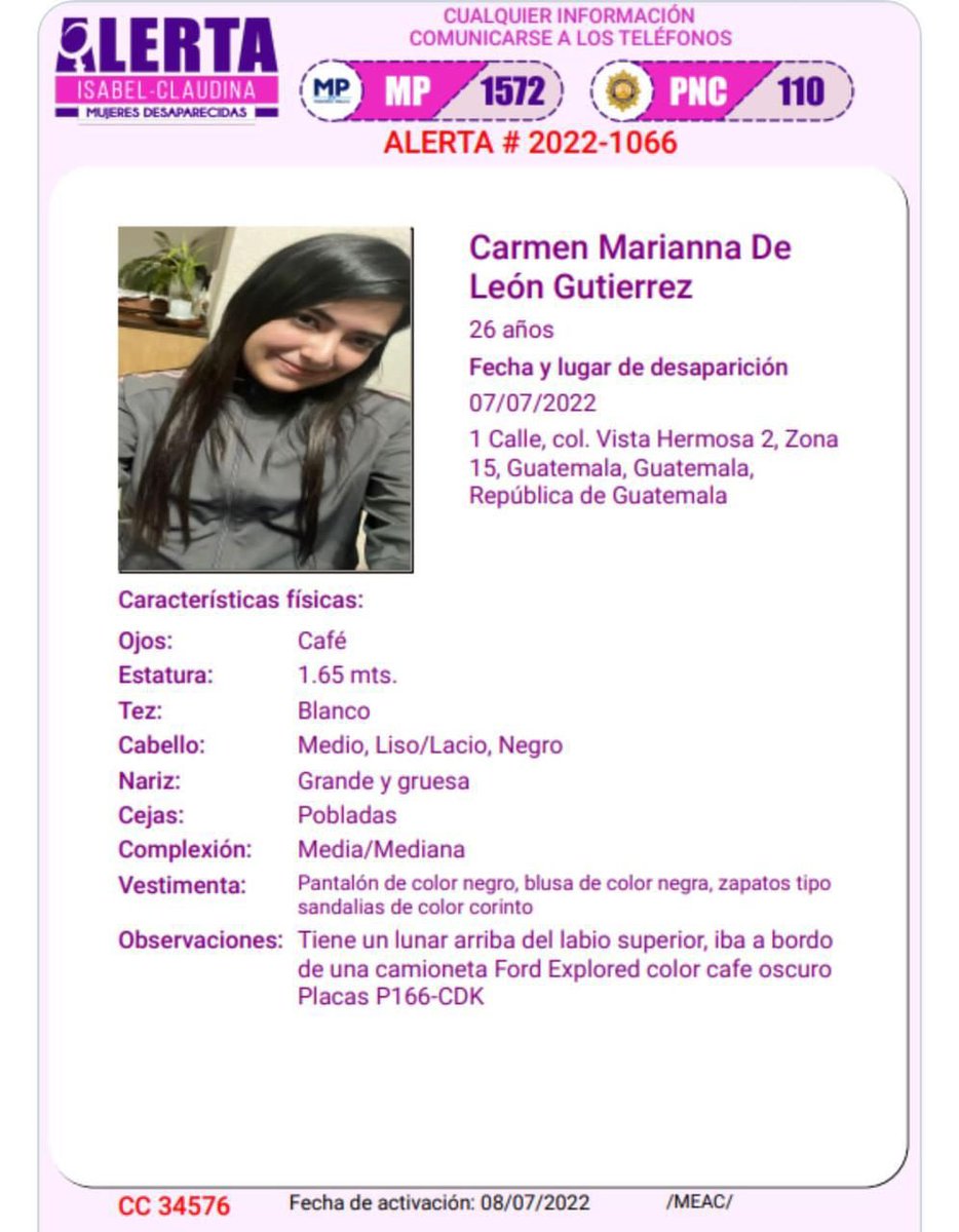 ALERTA 🚨

Por favor compartan. Encontremos a Carmen Marianna 🙏🏽