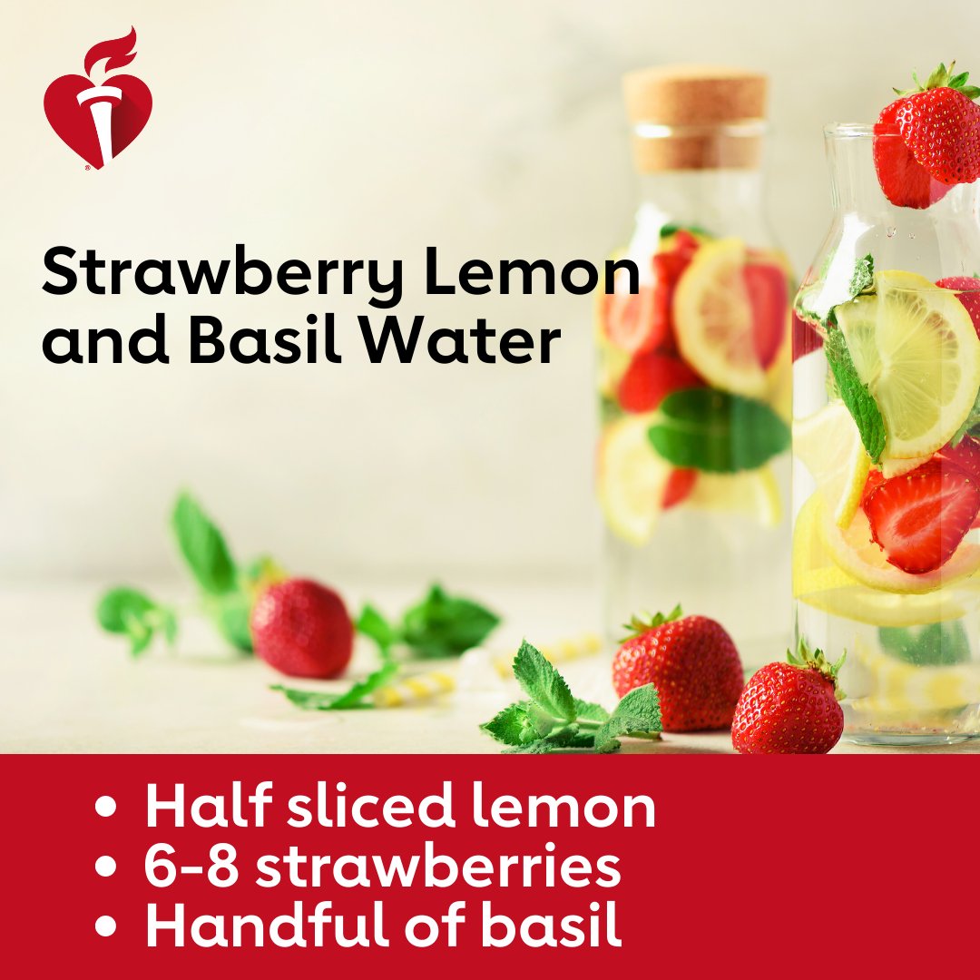 American_Heart's tweet photo. Don't wait till you're thirsty to drink water. By the time you feel thirsty, you're already slightly dehydrated. Jazz up your water with these fun fruit infusions. https://t.co/H2iMTSnIRR