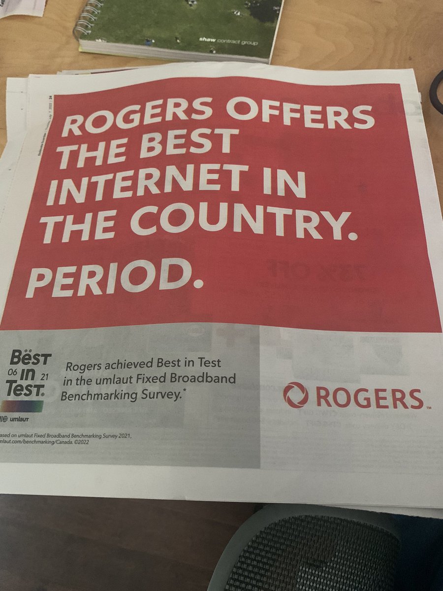 BrendanFaherty4's tweet photo. Just going to leave this here. Last page of todays Etobicoke newspaper. #RogersOutage #nointernet https://t.co/UD6pQj2tvj