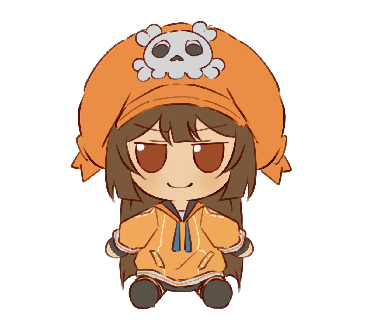 may (guilty gear) 1girl brown hair orange headwear solo orange hoodie hat brown eyes  illustration images