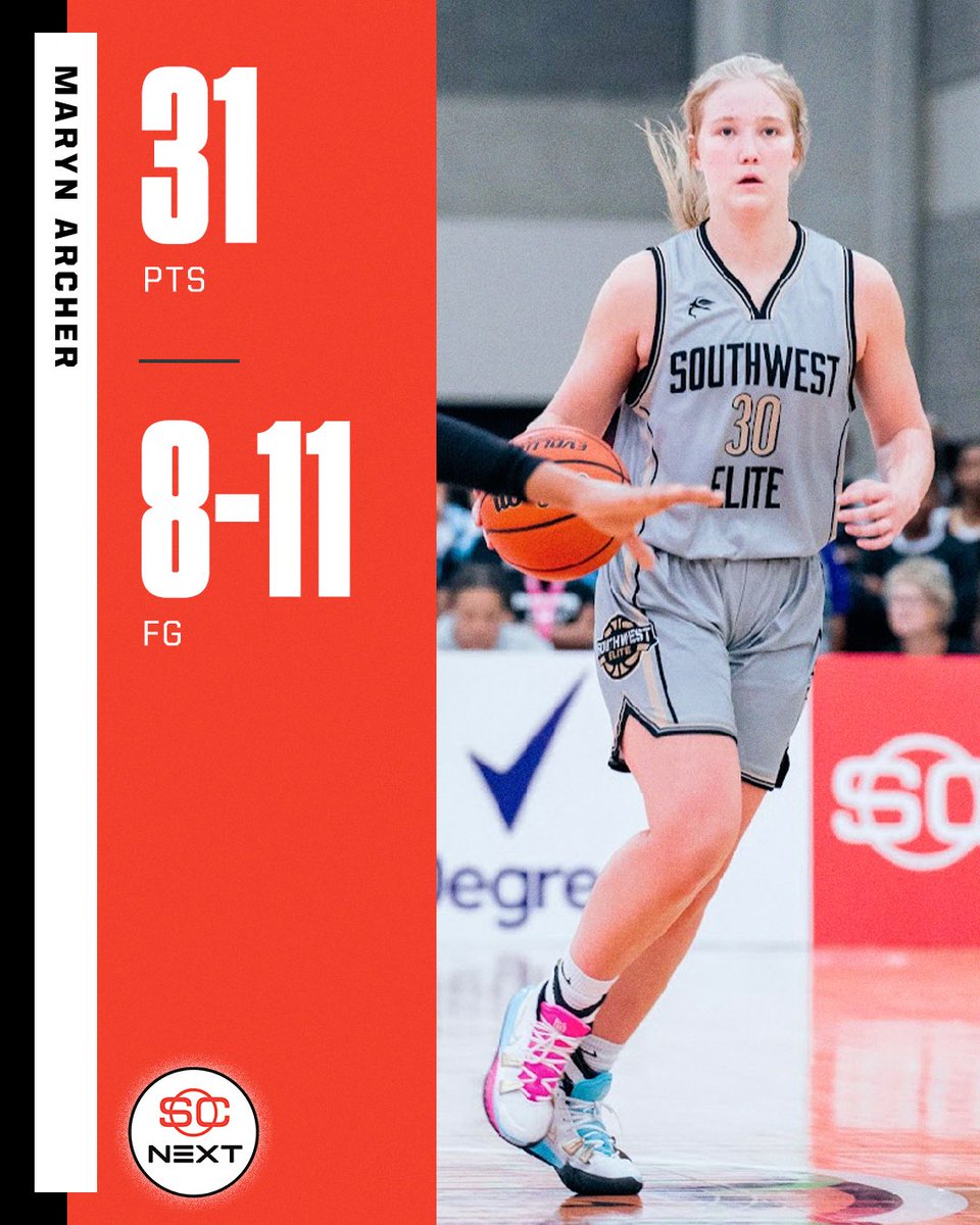SCNext's tweet photo. How about 31 points on just 11 shots? 🌹 Arkansas Maryn Archer is a star in the making — Southwest Elite gets the dub over Mac Irvin at Run 4 Roses https://t.co/O8gWMYZ2Ar