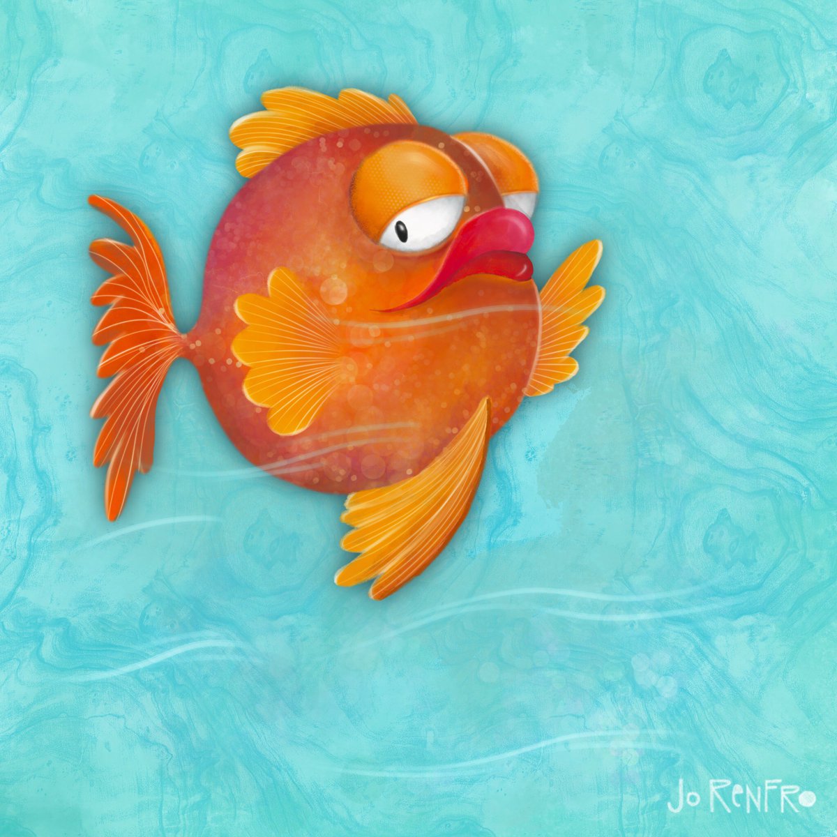 A judgy fish for #colour_collective. 🤔😂 #kidlitart