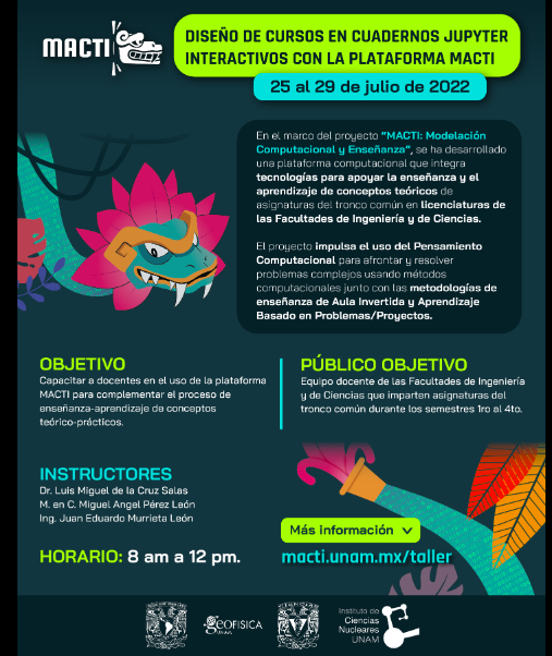 fciencias's tweet photo. No te pierdas el Taller Diseño de Cursos en Cuadernos Jupyter Interactivos con #MACTI! 🙌🤓 Dirigido a docentes con el objetivo de capacitarlos en el uso de la plataforma para complementar la enseñanza-aprendizaje 🧑🏫👩🏫@icnunam @GeofisicaUNAM
👉 https://t.co/S4IT2BoxoY https://t.co/hzuGKcRyGA
